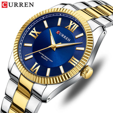 CURREN Mens Watches Classic Simple Original Quartz Watch for Man Stainless Steel Waterproof Roman Scale Wristwatch luminous cloc