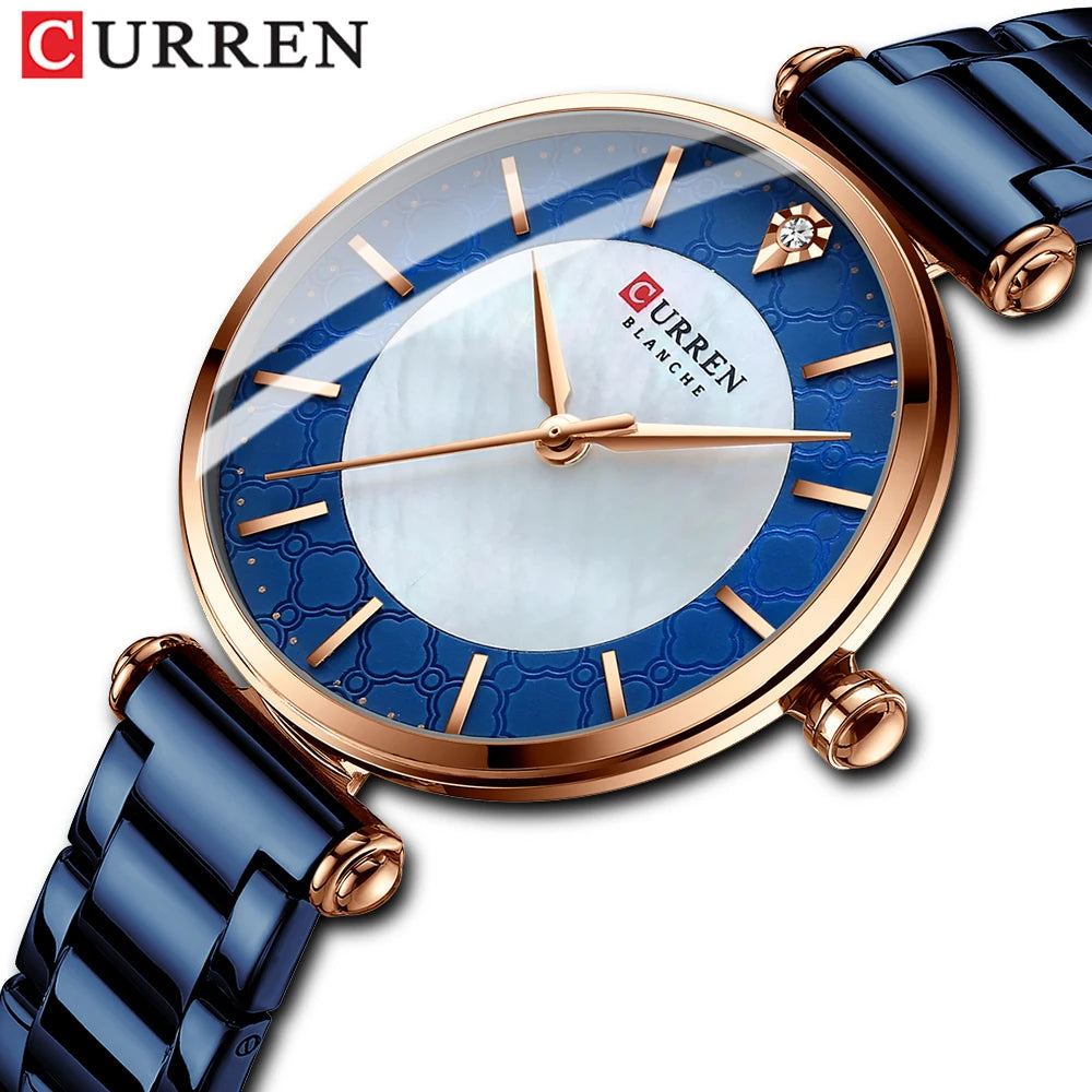 2021  CURREN Women Watches Top Brand Luxury Japan Quartz Movement Stainless Steel Waterproof Wristwatches relogio mujer
