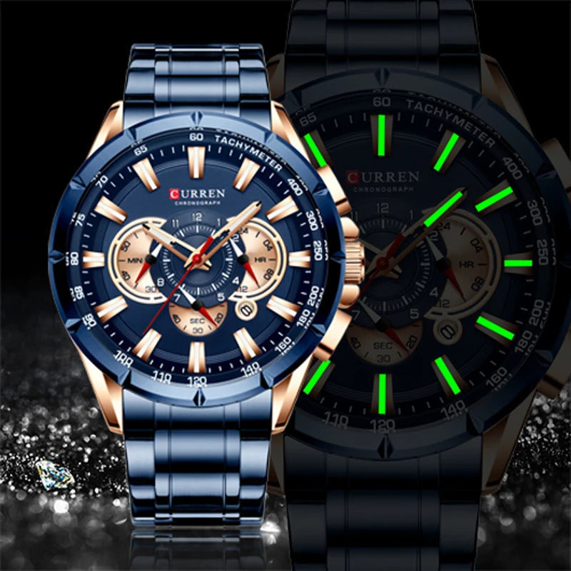 Curren Couple Watches 2020 Brand Luxury Chronograph Male Wristwatches Stainless Steel Gold Lovers Watches Pair Men And Women
