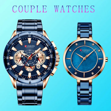 Curren Couple Watches 2020 Brand Luxury Chronograph Male Wristwatches Stainless Steel Gold Lovers Watches Pair Men And Women