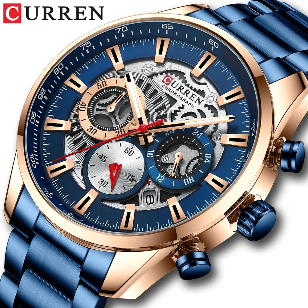 CURREN 2021 New Men's Casual Sports Watch, Top Luxury Brand Men's Watch, Waterproof Luminous Stainless Steel Men's Wrist Watch