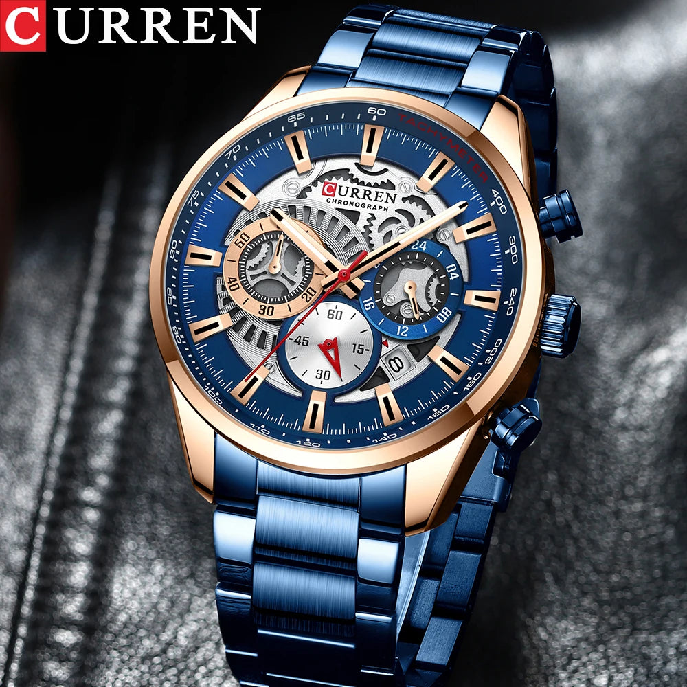 CURREN 2021 New Men's Casual Sports Watch, Top Luxury Brand Men's Watch, Waterproof Luminous Stainless Steel Men's Wrist Watch