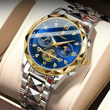 POEDAGAR Quartz Watch Men Fashion Casual Business Steel Strap