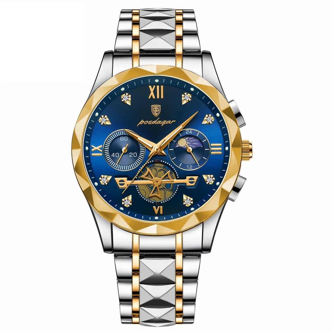 POEDAGAR Quartz Watch Men Fashion Casual Business Steel Strap