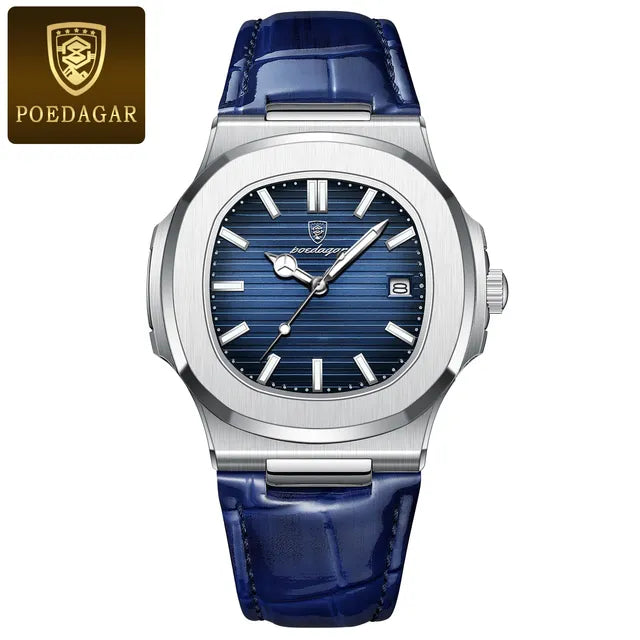Poedagar Men Watch with Leather Strap