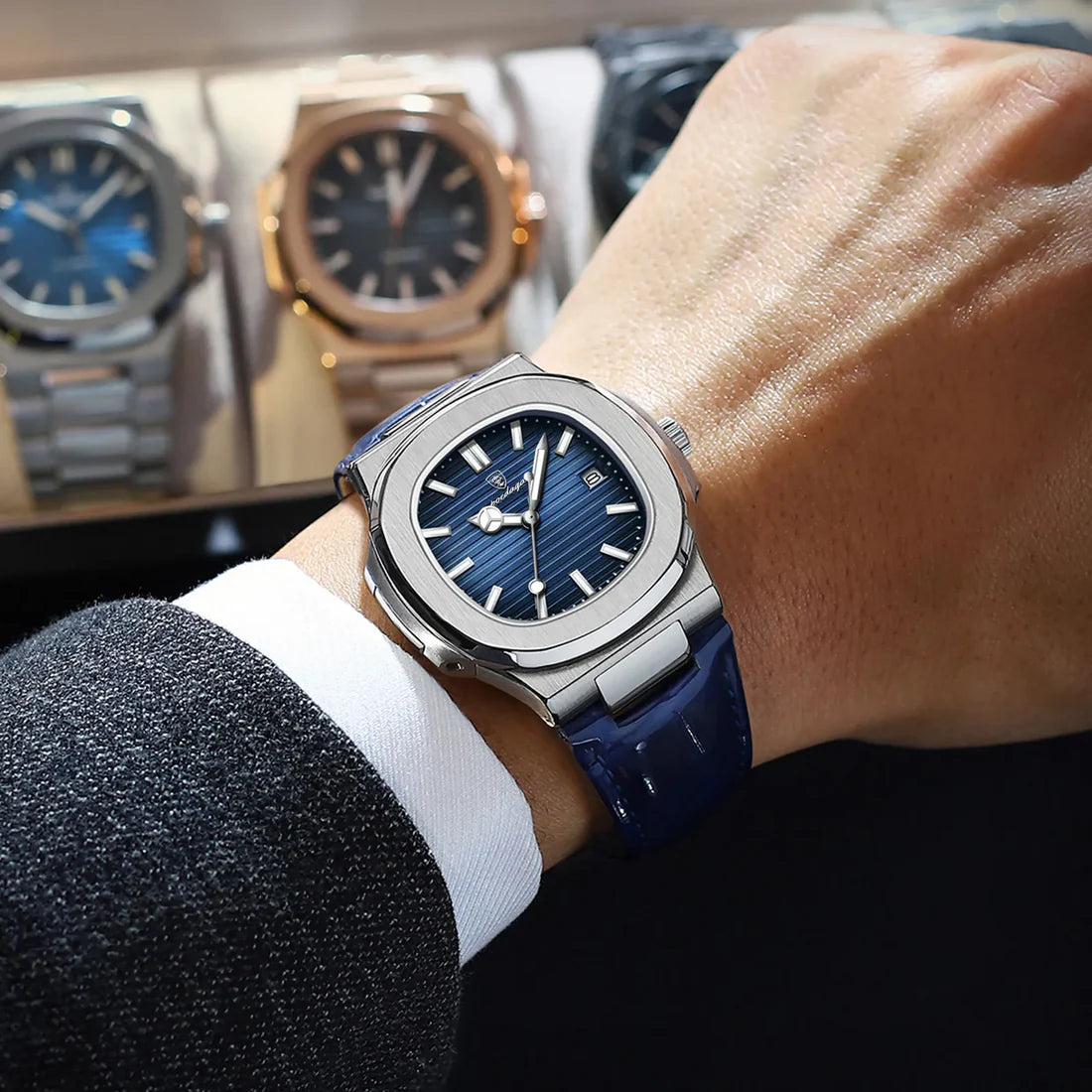 Poedagar Men Watch with Leather Strap