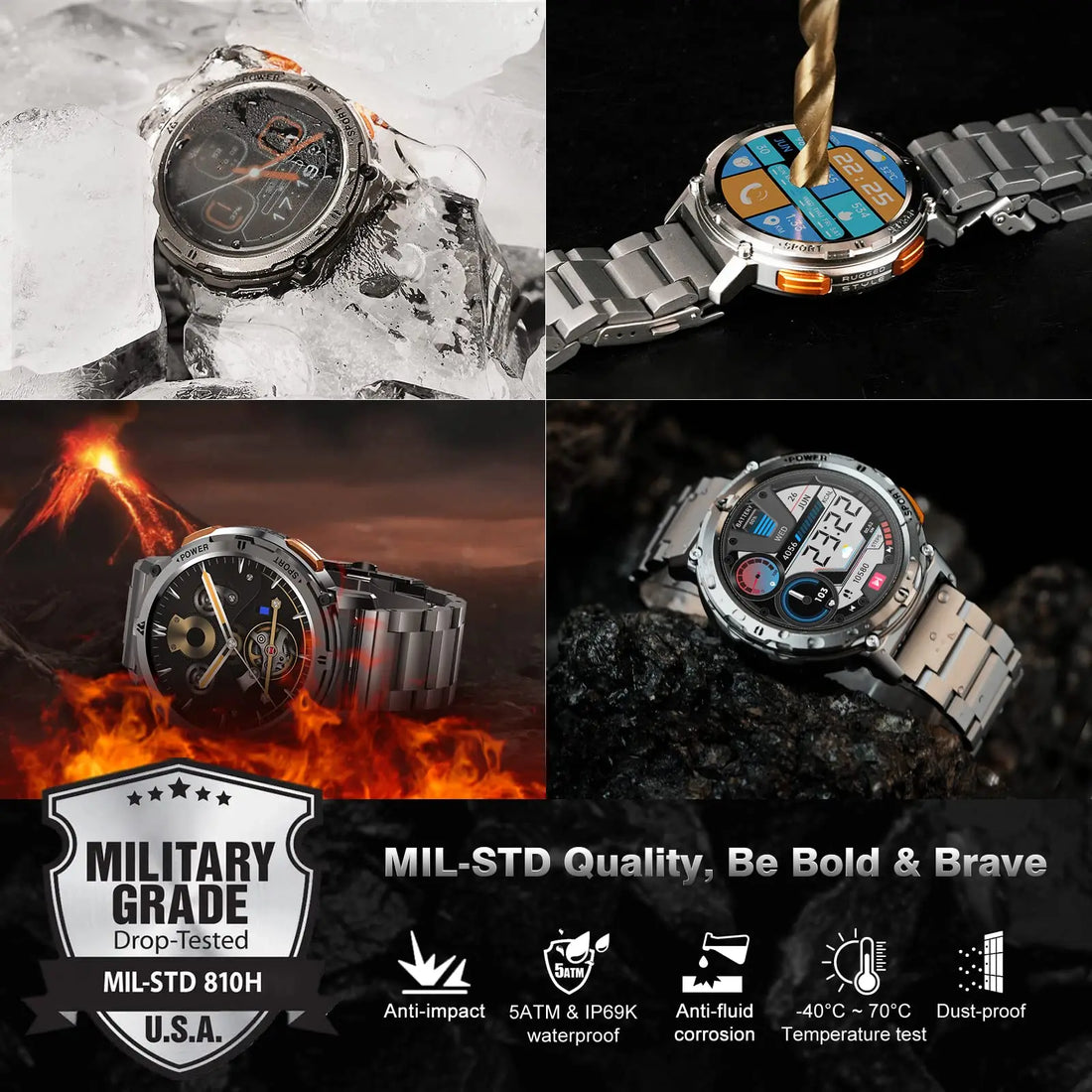 Original KOSPET TANK T2 Ultra Smartwatches For Men Watches AMOLED AOD Smartwatch Bluetooth Call Electronic Men's Smart Watch