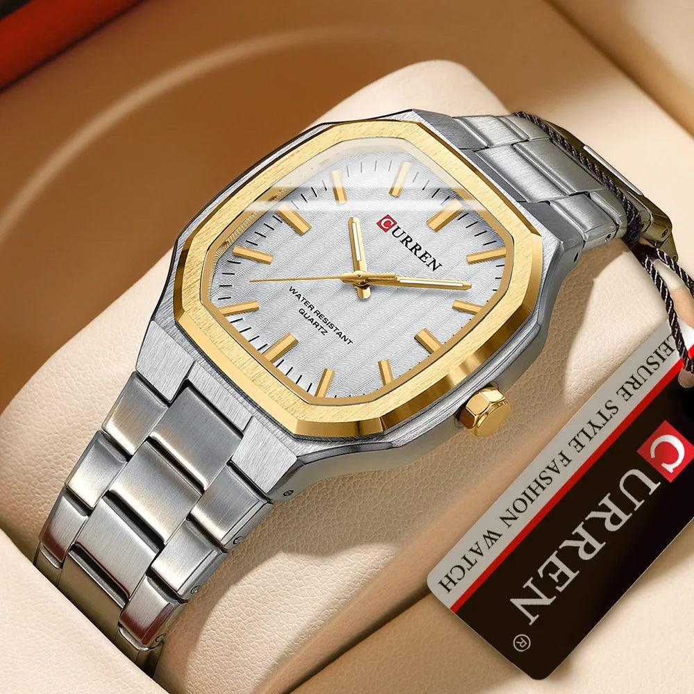 CURREN Brand Fashion Business Multi-functional steel band Quartz Men's luxury steel Wristwatch Retro clock