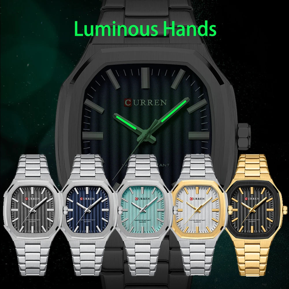 CURREN Brand Fashion Business Multi-functional steel band Quartz Men's luxury steel Wristwatch Retro clock