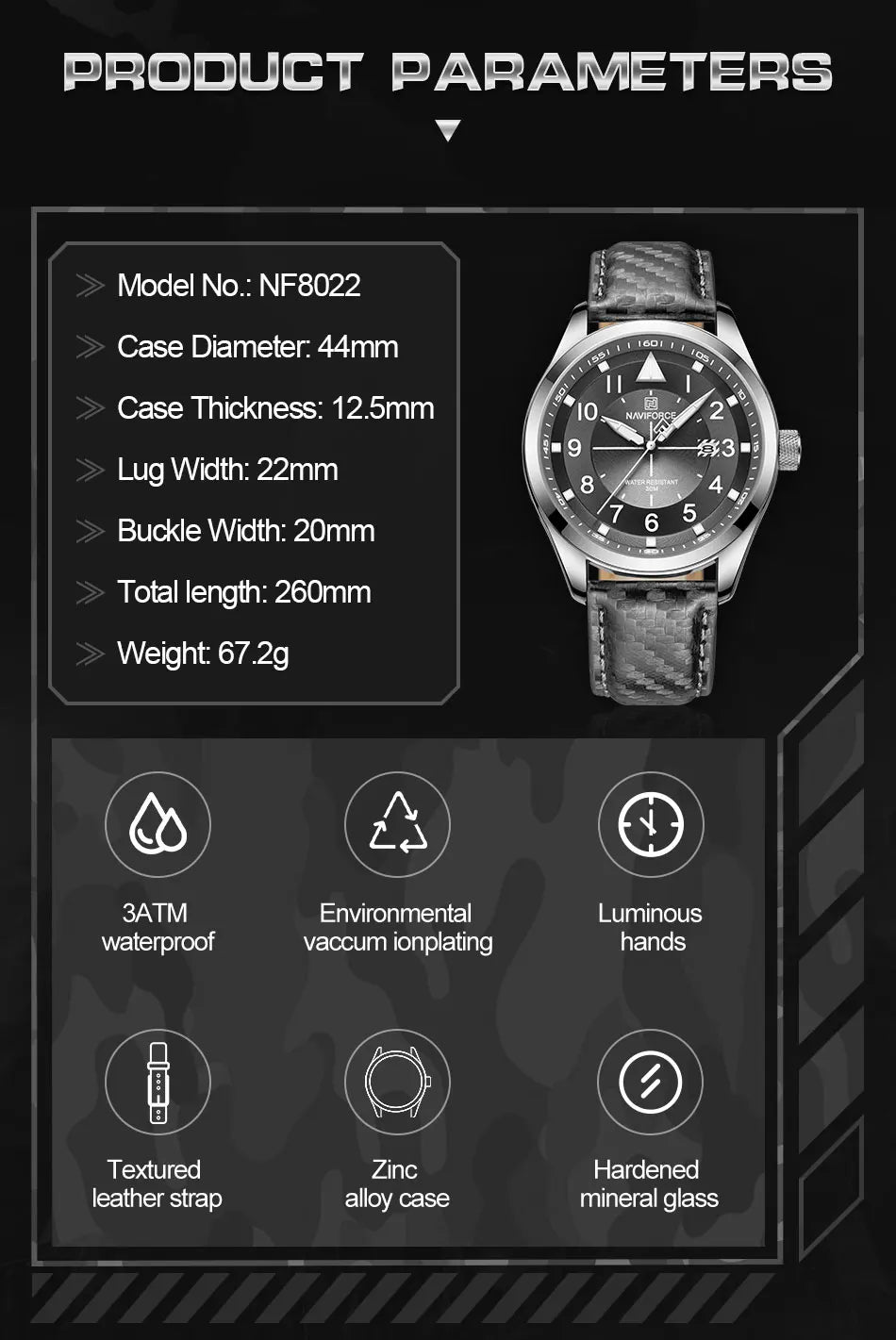 NAVIFORCE Casual Sport Watches for Men Top Brand Luxury Military Leather Wrist Watch Man Clock Fashion Quartz Men Watch Relogio