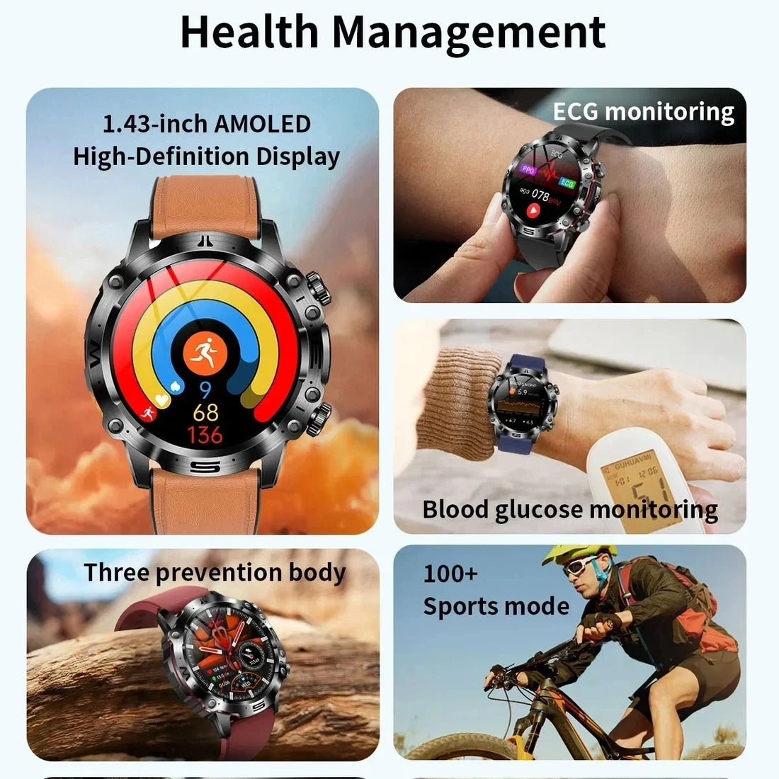 2024 New Blood Lipids Blood Glucose Smart Watch For Men ECG+HRV Fitness Tracker Bluetooth Call Clock Uric Acid Health Smartwatch