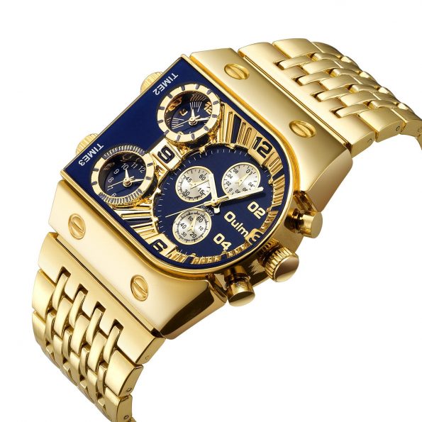 Oulm Multi Time Zone Large Dial Luminous Men Watc/-['h
