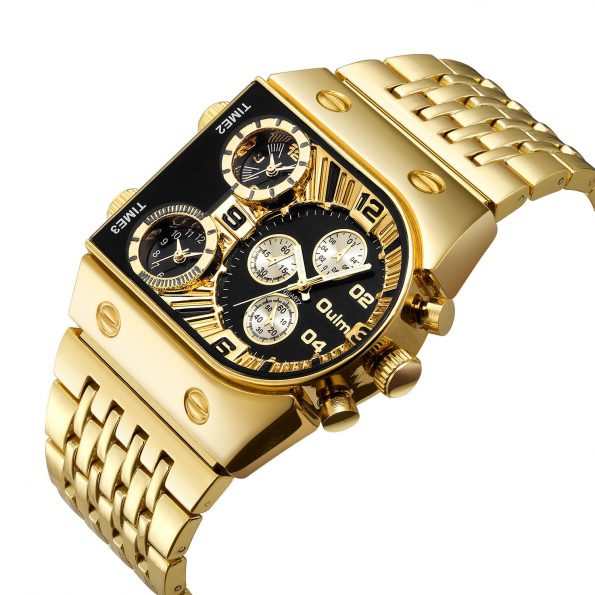 Oulm Multi Time Zone Large Dial Luminous Men Watc/-['h